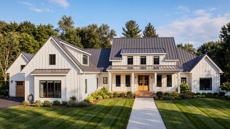 The Hartland at The Gilquist Hay-field, Port Townsend — modern farmhouse exterior in Chalk and Black
