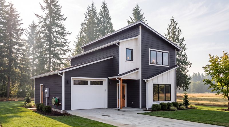 The Stratton at The Gilquist Hay-field, Port Townsend — two-story exterior in Wrought Iron
